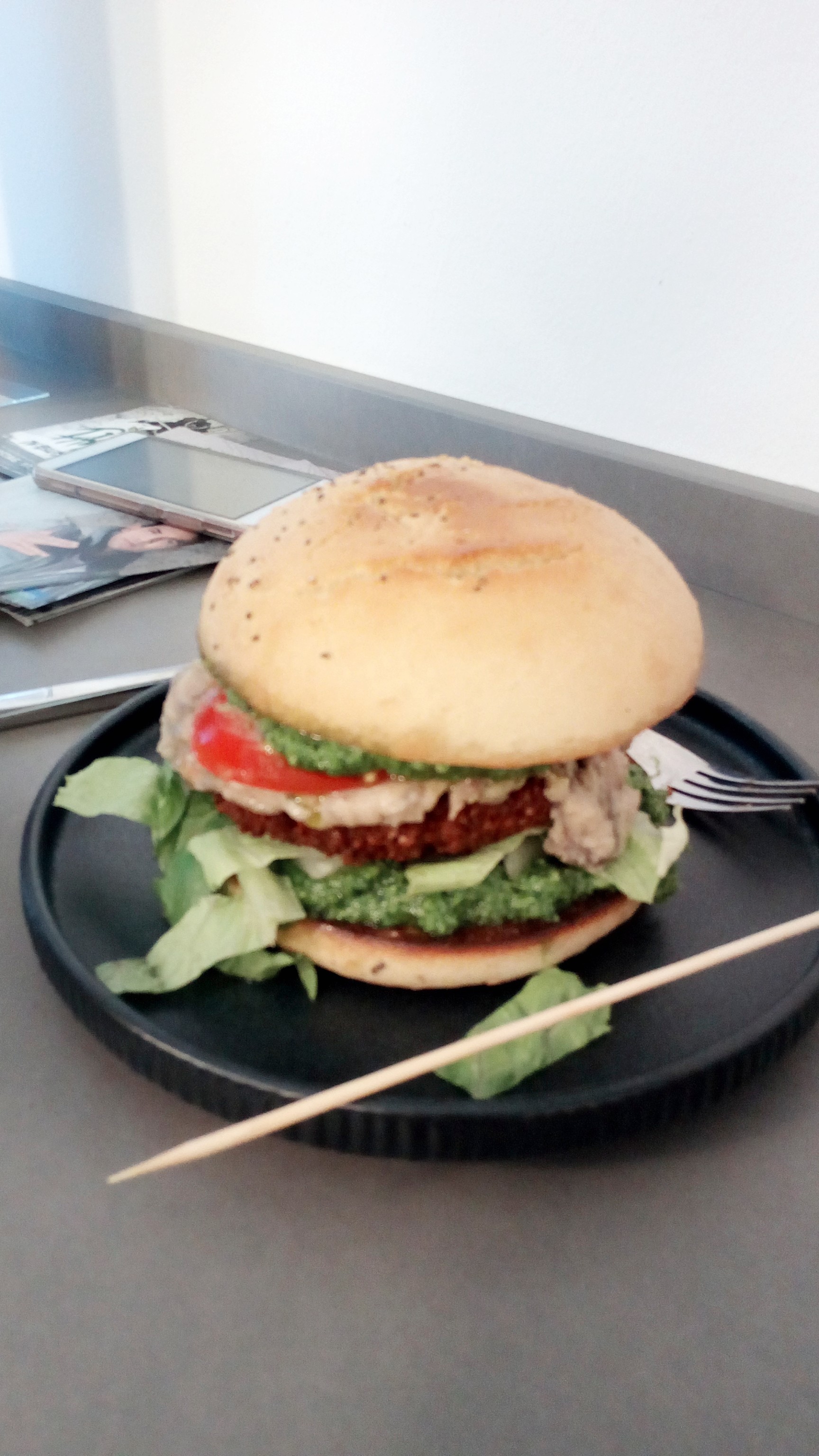 Burger von Atilla Hildmann sehr lecker.